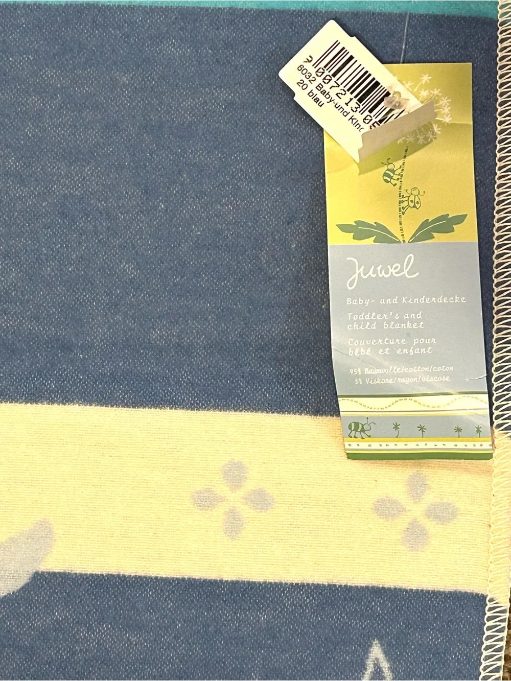 NWT David Fussenegger Striped Baby Blanket Kinderdecke Juwel  with Animal Print